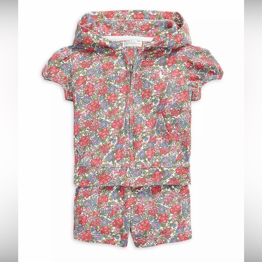 Polo Ralph Lauren Baby Girls Floral Cotton Terry Shorts Sweatsuit Size 9 mo NWT